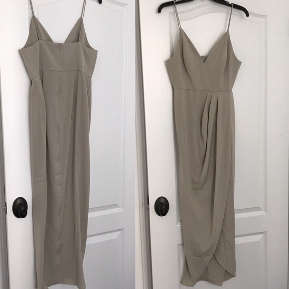 NEW Shona Joy Cocktail Draped Dress- Oyster - Picture 4 of 5